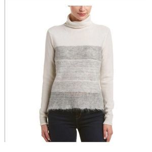 Rebecca Taylor Knit Sweater Wool Cashmere Blend Cowl Neck‎ Fringe Hem Size M